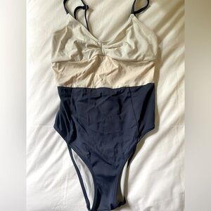 Lively Two-Tone One-Piece Swimsuit